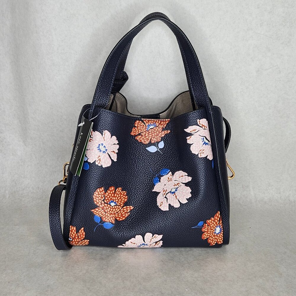 Kate Spade Knott Dotty Blue Floral Print Embossed Crossbody Handbag Purse